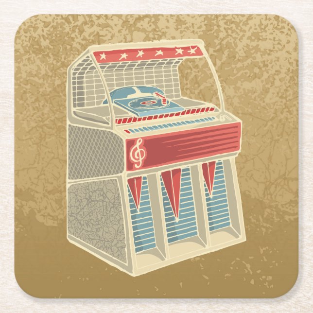 Grunge Jukebox Underlägg Papper Kvadrat (Framsidan)