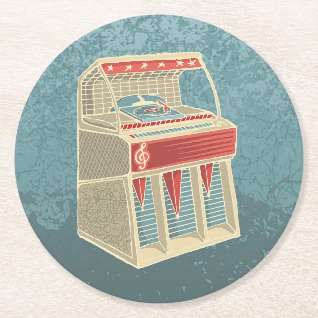 Grunge Jukebox Underlägg Papper Rund (Framsidan)