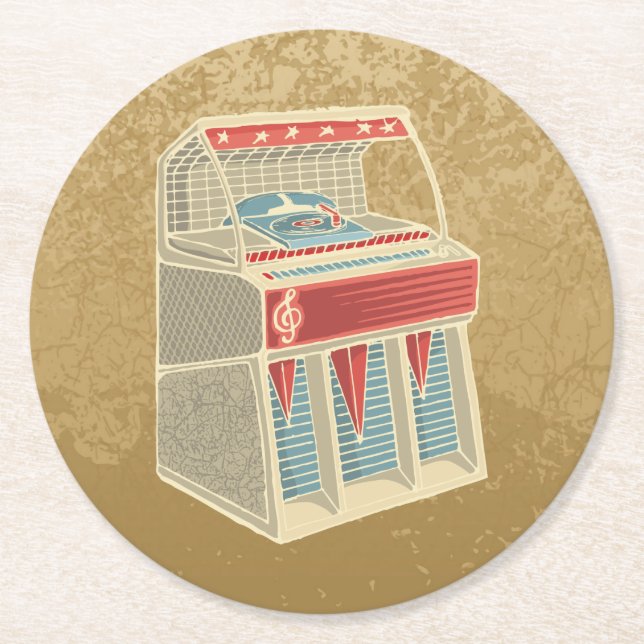 Grunge Jukebox Underlägg Papper Rund (Framsidan)