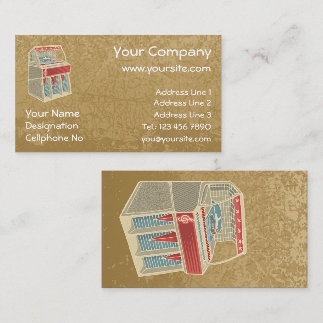 Grunge Jukebox Visitkort (Fram/baksida)