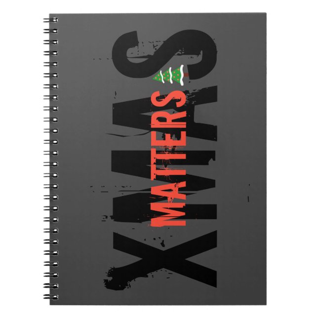 Grunge JULAFTON MATTERS öga-fånga Julgran! Anteckningsbok (Framsidan)