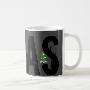 Grunge JULAFTON med öga som fångar Julgran! Kaffemugg