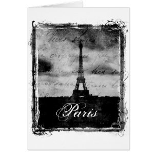 Grunge kant texturerade Paris Hälsningskort