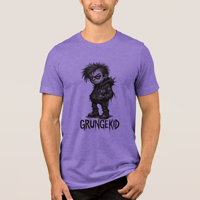 Grunge Kid – Edgy Transparent Cartoon Design T Shirt (Framsida)