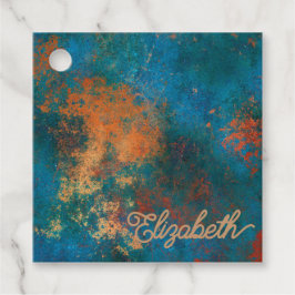 Grunge Koppar Patina och Turkos Gåvor Etiketter