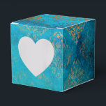 Grunge Koppar Patina och Turkos Presentaskar<br><div class="desc">Dazzling vintage turkos och koppar damast mönster gunst låda.</div>