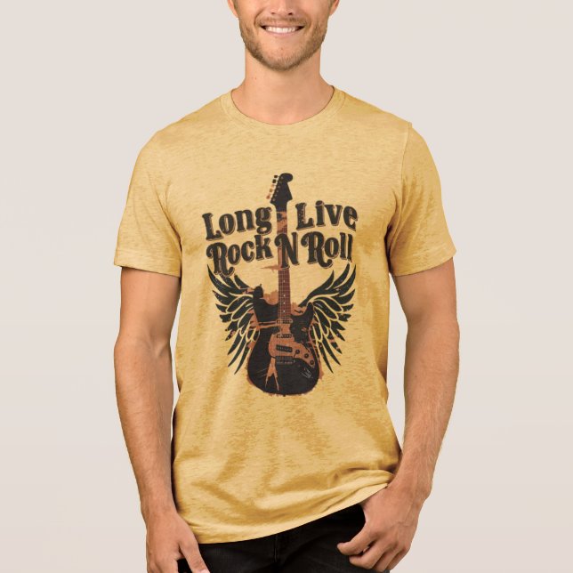 Grunge Lång liv rock n roll vingar Gitarr T Shirt (Framsida)