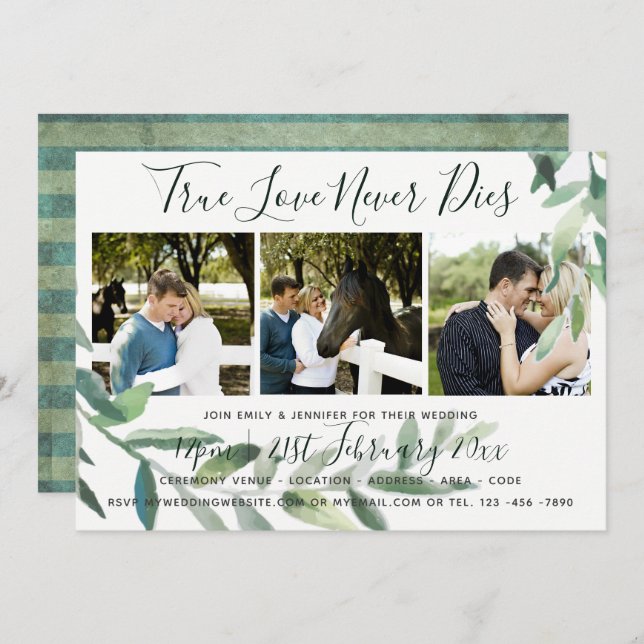 Grunge Leaves | FOTO KOLLAGE BRÖLLOPS INBJUDAN (Fram/baksida)