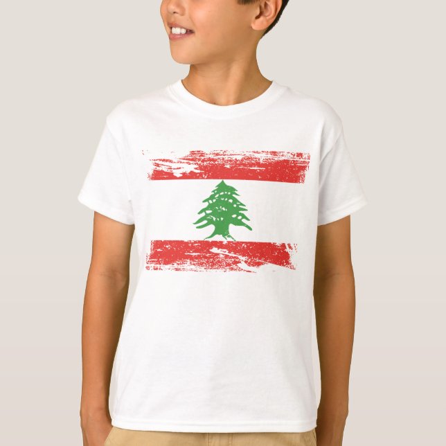 Grunge Libanon Flagga T-shirt (Framsida)