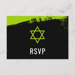 Grunge Lime Green Black Pub Mitzvah OSA Kort