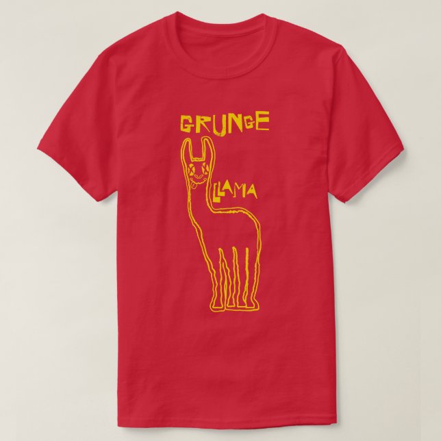 Grunge Llama Smiling Ansikte T Shirt (Design framsida)