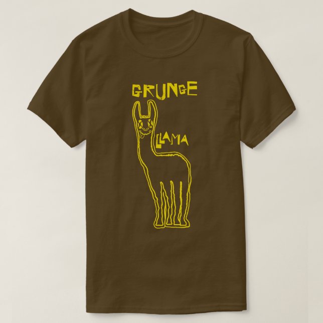 Grunge Llama Smiling Ansikte T Shirt (Design framsida)