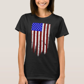 Grunge Lodrät American Flagga T Shirt