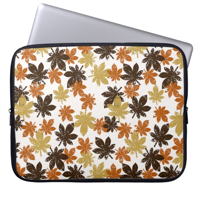 Grunge Löv: Sömlös bakgrund Mönster. Laptop Fodral (Framsidan)