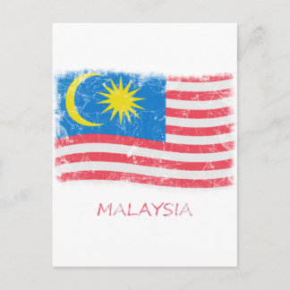 Grunge Malaysia Flagga Vykort