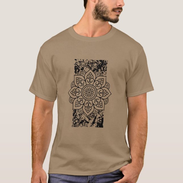 Grunge Mandalas Grå T-Shirt (Framsida)