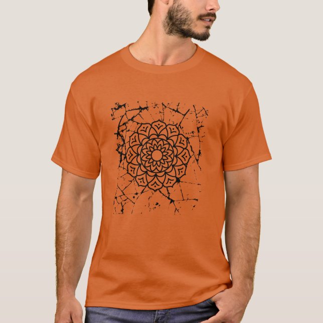 Grunge Mandalas Grått T-Shirt (Framsida)