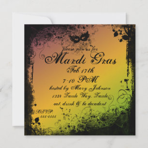Grunge Mardi Gras Mask Inbjudningar