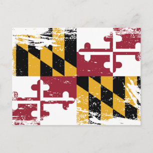 Grunge Maryland Flagga Vykort