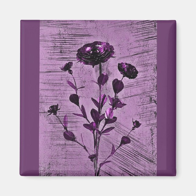 Grunge Medieval Flower Art Magnet (Framsidan)