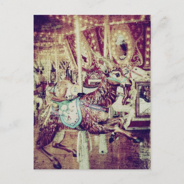 Grunge Merry-Go-Round Goat Helg Vykort (Framsida)