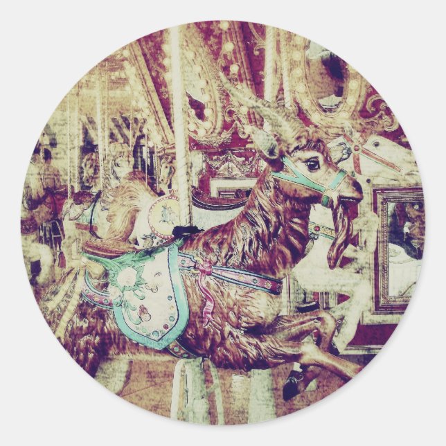 Grunge Merry-Go-Round Goat Runt Klistermärke (Framsida)