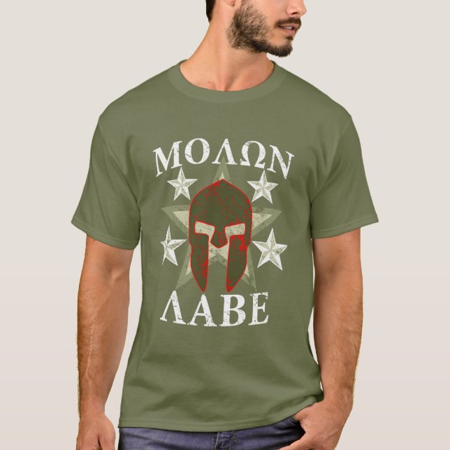GRUNGE Molon Labe 5 STARS Spartan Helmet T-shirt (Framsida)