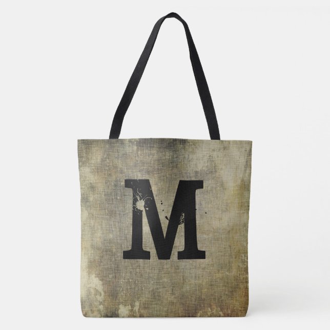 Grunge Monogram, Anpassa, Tote Bag Tygkasse (Framsida)