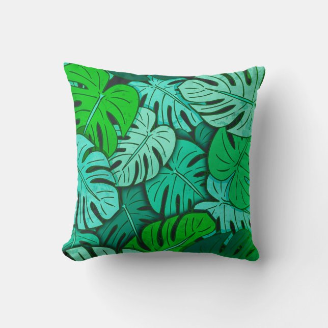 Grunge Monstera blad Nr 2 Kudde (Framsida)