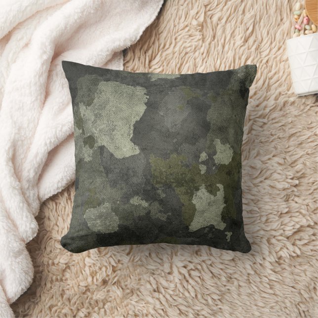 Grunge Mörk Camouflage Dekorativ kudde (Filt)