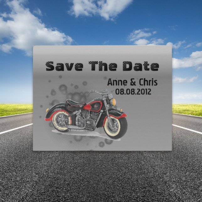 grunge Motorcyle Biker Bröllop spara datum Meddelande Vykort (grunge Motorcyle Biker Wedding save the date Announcement Postcard)