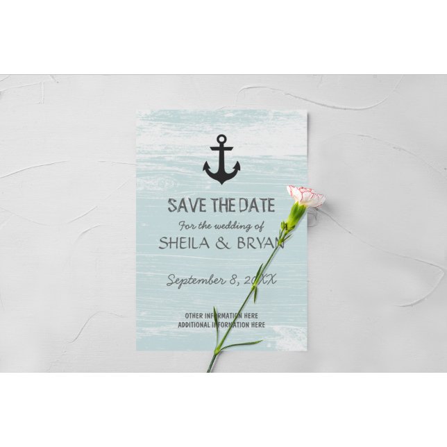 Grunge Nautical Save Date Postcard Meddelande Vykort (Skapare uppladdad)