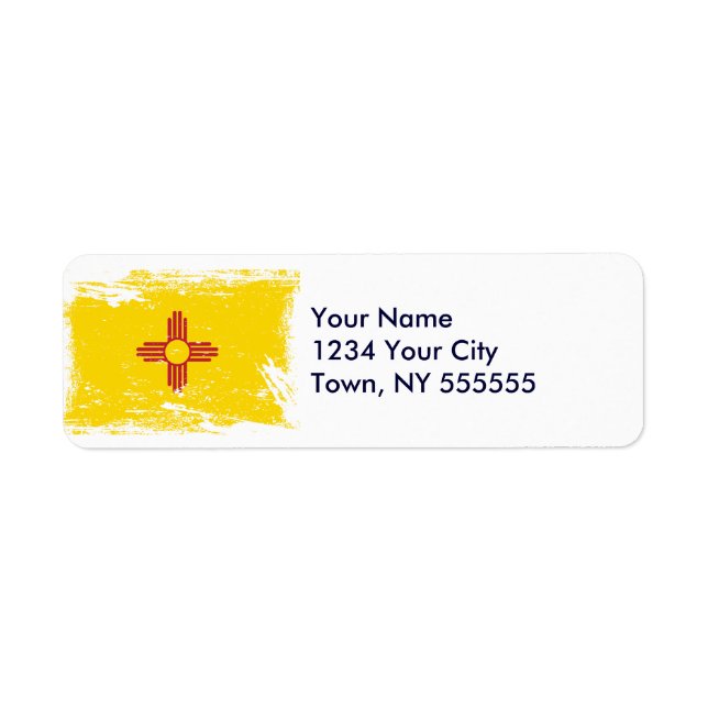 Grunge New mexico Flagga Returadress Etikett (Framsidan)