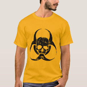 Grunge och Distress Biohazard Symbol och skalle T-shirt