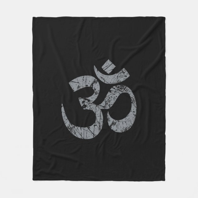 Grunge OM Symbol Spirituality Yoga Fleecefilt (Framsidan)