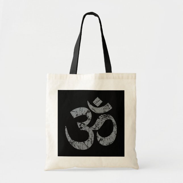 Grunge OM Symbol Spirituality Yoga Tygkasse (Framsidan)