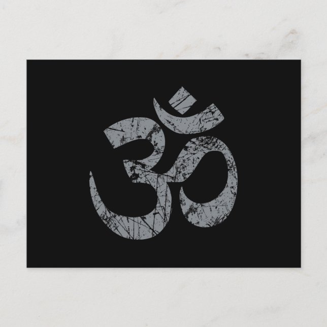 Grunge OM Symbol Spirituality Yoga Vykort (Framsida)