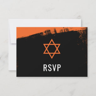 Grunge Orange Black Pub Mitzvah OSA Kort