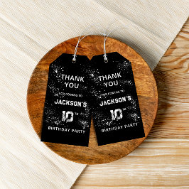 Grunge Paint Splatter Black & White Thank You Presentetikett