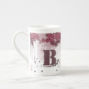 Grunge Paint Splatter - Port Red - Mugg Benporslin Mugg