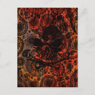 Grunge Paisley och Fire Skull och Crossbone Vykort