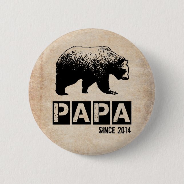 Grunge Pappa Björn Sedan 2014, Svart Knapp (Framsida)