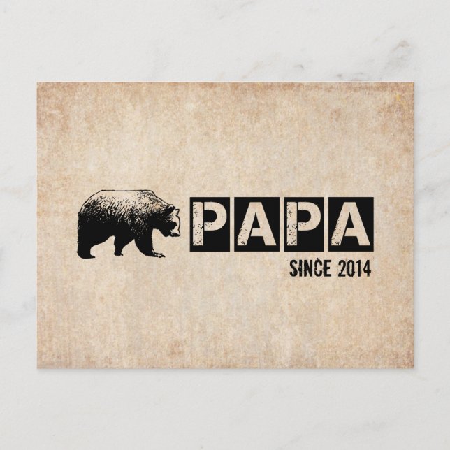 Grunge Pappa Björn Sedan 2014, Svart Vykort (Framsida)