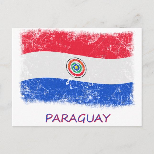 Grunge Paraguay Flagga Vykort (Framsida)
