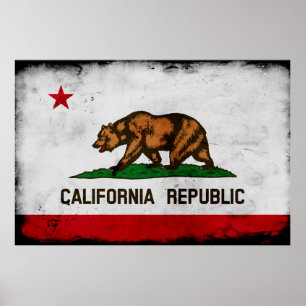Grunge Patriotic California Statlig flagga Poster