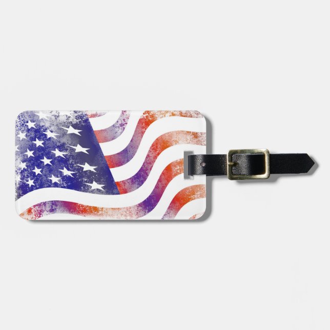 Grunge patriotic Flowing American flagga, Old glor Bagagebricka (Horisontell Framsida)