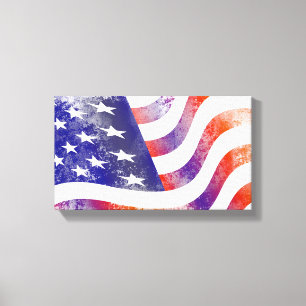 Grunge patriotic Flowing American flagga, Old glor Canvastryck