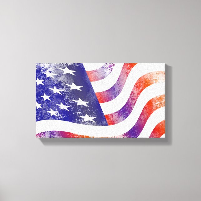 Grunge patriotic Flowing American flagga, Old glor Canvastryck (Framsida)