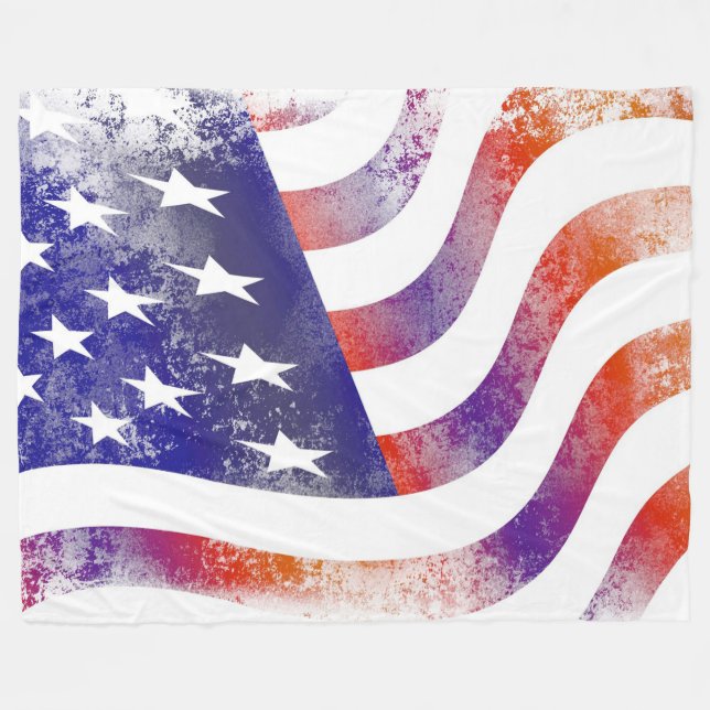 Grunge patriotic Flowing American flagga, Old glor Fleecefilt (Framsidan (Horisontell))