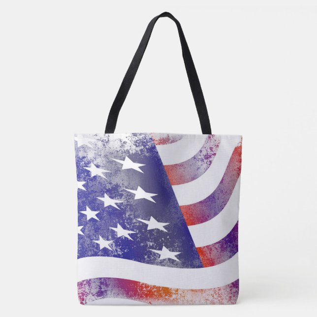 Grunge patriotic Flowing American flagga, Old glor Tygkasse (Framsida)